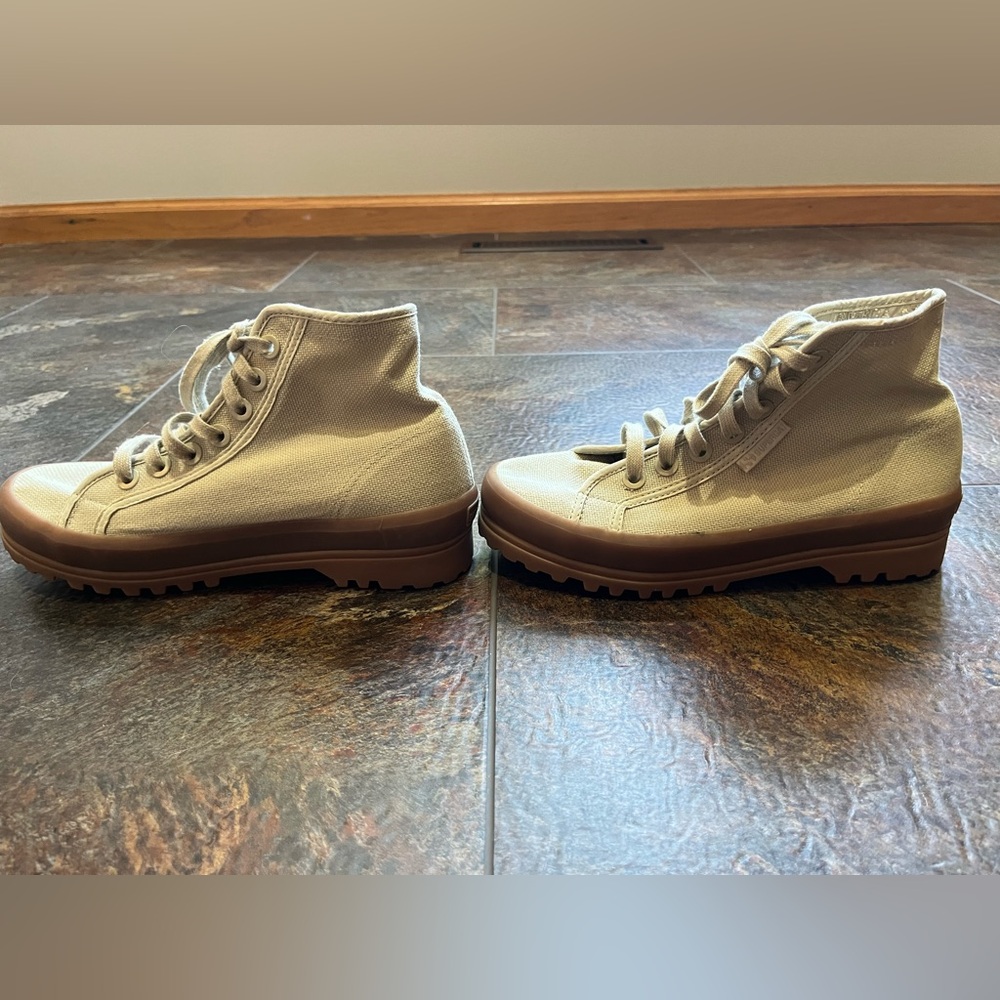 SUPERGA Alpina S21253W tan high top canvas utilitarian  sneaker tennis shoe. 38 - Picture 5 of 11